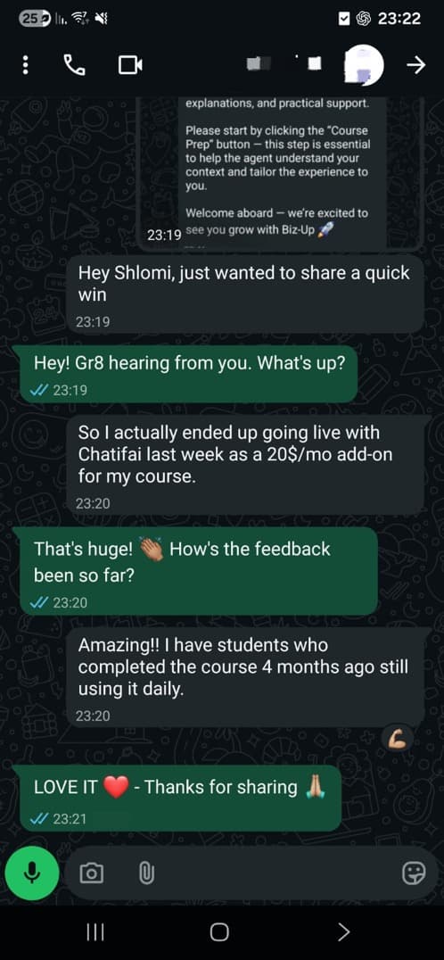 Sarah M.'s experience with Chatifai